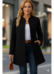 Kadın Uzun Kollu Yakalı önü Düğmeli Ithal Kaşe Astarlı Kaban