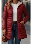 Kadın Uzun Kollu Kapşonlu Cep Detaylı Fermuarlı Orta Boy Mont