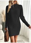 Kadın Uzun Kollu Yuvarlak Yaka Mini Triko Elbise