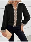 Kadın Uzun Kollu V Hakim Yakalı Desenli Ithal Krep Bluz