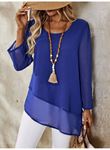 Kadın Uzun Kollu Yuvarlak Asimetrik Detaylı şifon Bluz