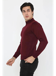 Erkek Yarım Balıkçı Yaka Triko Kazak - Bordo