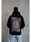 Erkek Kilim Desen Kapüşonlu - Siyah