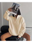 Yarım Fermuarlı Üç İplik Sweatshirt - Bej