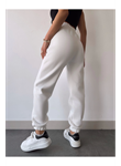 Üç İplik Basic Lastikli Eşofman Pantolon - Beyaz