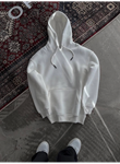 Kapşonlu Üç İplik Penye Basic SweatShirt - Beyaz