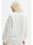 Unisex Uzun Kol Yarım Farmuarlı Yakalı Basic SweatShirt - Beyaz