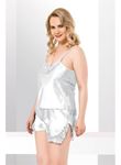 Büyük Beden Beyaz Saten Babydoll Şort Takımı