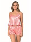 Mercan Saten Babydoll Şort Takımı