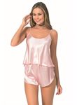 Somon Saten Babydoll Şort Takımı