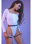 Deri Fantezi Zincirli Tek Bacak Jartiyer SEXİ H0015