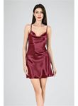 Kısa Gecelik Degaje Bordo 7740