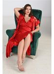 2li Kırmızı Sabahlık Takımı Bigsize 6226