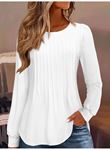 Kadın Uzun Kollu Yuvarlak Yaka Nervürlü Bluz