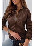 Kadın Uzun Kollu Ribanalı önden Fermuarlı Deri Ceket
