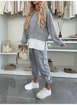 Kadın Uzun Kollu Kapşonlu Viskon Iki Iplik Bluz Ve Pantolon Ikili Takım