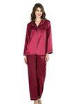 Bordo İkili Saten Gecelik Pijama Takımı 7647