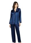 Lacivert İkili Saten Gecelik Pijama Takımı 7647