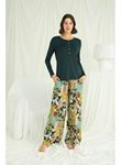 Çiçek ve Yaprak Desenli Pijama Takımı