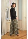 Çiçek Yaprak ve Etnik Desenli Uzun Kollu Pijama Takımı