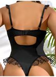 Siyah Tül İşlemeli Fantezi Body