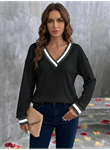 Kadın Uzun Kollu V Yakalı Waffle Bluz