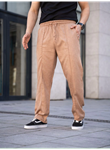 Erkek Keten Cepli Çıma Dikişli Jogger Buggy Pantalon Rahat Kalıp - Kahverengi
