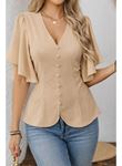 Kadın Kısa Kollu önden Düğmeli Ithal Krep Bluz