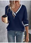 Kadın Uzun Kollu V Yakalı Waffle Bluz