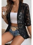 Kadın Kısa Kollu önü Açık Dantelli Ceket