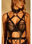 Siyah Zincir Aksesuarlı Fantezi Vücut Harness