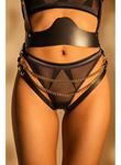 Siyah Zincir Aksesuarlı Fantezi Deri Vücut Harness
