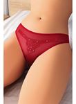 Kırmızı Nakış Desenli Taşlı Fantezi Tanga String