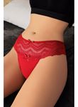 Büyük Beden Bel Kısmı Dantelli Fantezi Kırmızı Tanga String