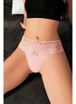 Büyük Beden Bel Kısmı Dantelli Fantezi Pudra Tanga String