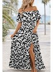 Kadın Madonna Yaka Göğüs Lastikli Yırtmaçlı Uzun Desenli Süprem Elbise