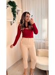 Kadın üste Oturan Paçası Bilek üzerinde Biten Atlas Kumaş Pantolon 36 (S) - 48 (4XL)