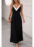 Kadın Ip Askılı Keskin V Yakalı Uzun Viskon Elbise