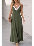 Kadın Ip Askılı Keskin V Yakalı Uzun Viskon Elbise
