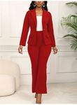 Kadın Uzun Kollu Yakalı Tek Düğme Detaylı Astarlı Ithal Krep Ceket Ve Pantolon Ikili Takım
