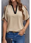 Kadın Kısa Kollu V Yakalı Ithal Krep Bluz