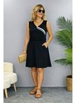 Kadın Askılı V Yakalı Beli Büzgülü Kısa Viskon Iki Iplik Elbise