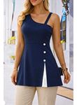 Kadın Tek Omuzdan Askılı şerit Detaylı Düğmeli Viskon Bluz