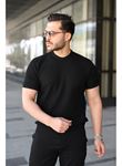 Erkek Bisiklet Yaka Petek Dokulu Kısa Kollu Triko Tişört