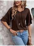 Kadın Kısa Kollu V Yakalı Viskon Bluz
