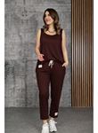 Kadın Askılı Yuvarlak Yaka Viskon Iki Iplik Bluz Ve Eşofman Altı Ikili Takım