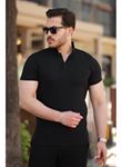 Erkek Hakim Yaka Dokuma Pamuklu Kumaş Kısa Kollu T-shirt