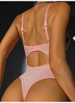 Pembe Dantel İşlemeli Kalp Desenli Fantezi Jartiyer Takımı