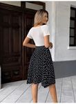 Kadın Kısa Kollu V Yakalı üst Viskon Alt Puantiyeli Kısa örme Krep Elbise