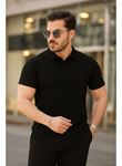 Erkek Kısa Kollu Yakalı çizgi Desenli Triko Bluz